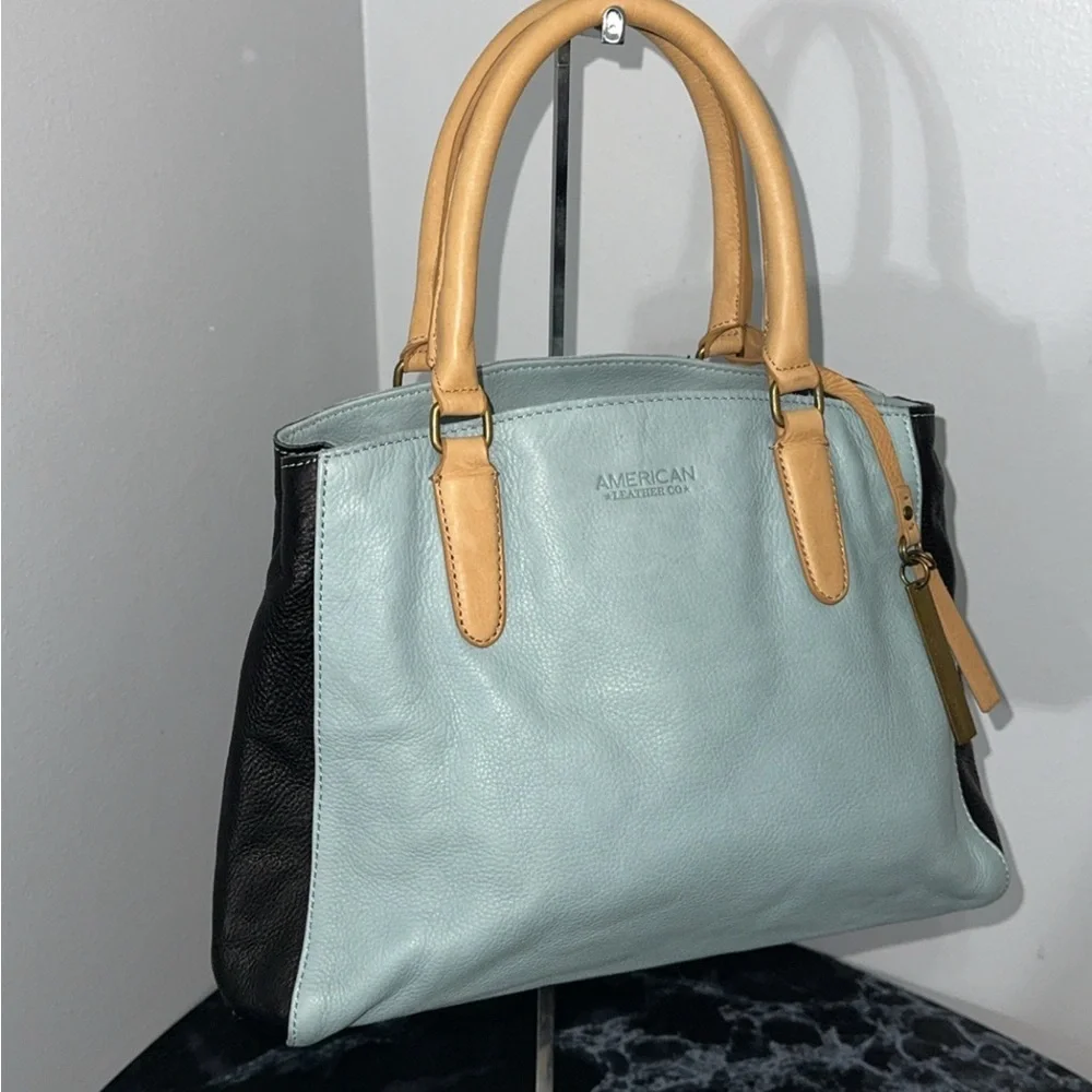 American Leather Co Lavina Convertible Satchel Glacier Lake Multi Blue AUTHENTIC - Picture 4 of 14